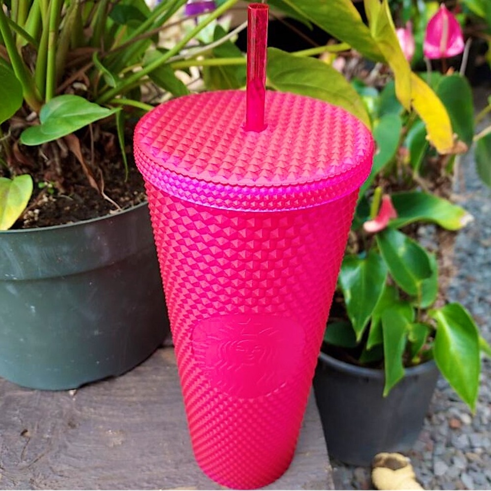 Starbucks 2023 Spring ‘Ruby’ Hot‎ Pink Jelly Soft Touch Studded Tumbler
